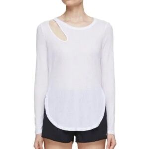 ALO YOGA Cut Out Ribbed Long Sleeve Top In White